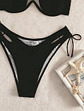 Роздільний купальник із кісточкою на зав'язках - чорний S (КУП-КІСТ-ЧОР), фото 5