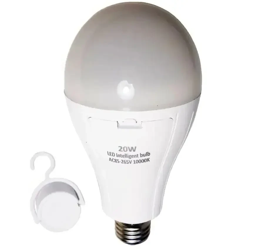 Аварийная лампа светодиодная аккумуляторная LED лампочка и фонарик светильник Е27 20W на аккумулято, фото 1