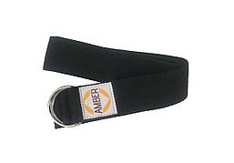Ремінь для йоги Amber чорний 180×4 см