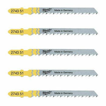 Полотна для лобзика T101D MILWAUKEE, 75мм/ крок зуба 4мм, (5шт), (деревина, чистий різ)