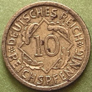 Монета Німеччини 10 рейхспфенігів 1935 р., фото 1