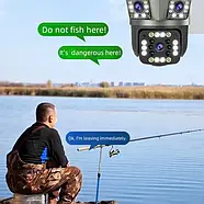 Вулична WiFi камера відеоспостереження з трьома об'єктивами PTZ 3L-V33 V380 Портативна камера відеоспостереження, фото 5