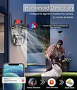 Вулична WiFi камера відеоспостереження з трьома об'єктивами PTZ 3L-V33 V380 Портативна камера відеоспостереження, фото 7