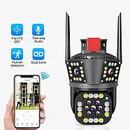 Вулична WiFi камера відеоспостереження з трьома об'єктивами PTZ 3L-V33 V380 Портативна камера відеоспостереження, фото 10