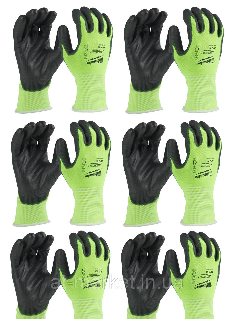 Рукавиці Hi-Vis Cut размер M/8 - (Багатоштучна упаковка - 12 пар)
