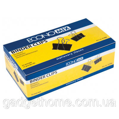 ТОП! Біндер металевий Economix 32 мм 12 шт (E41006) - (gHome), фото 1