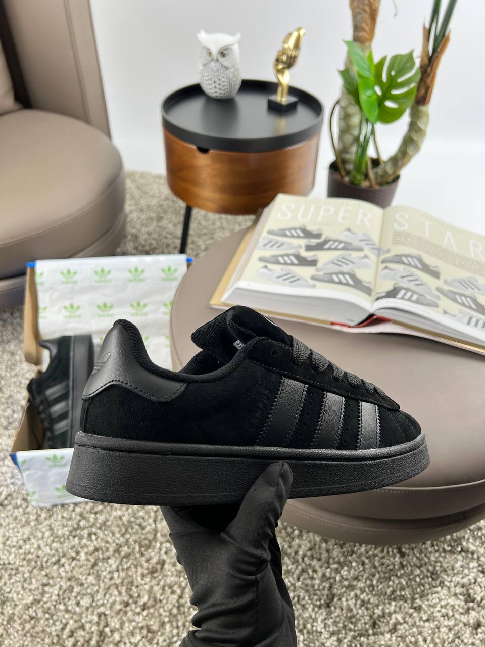 Чоловічі замшеві кросівки Adidas Originals Campus 00S New All Black, кеди Адідас чорні 43