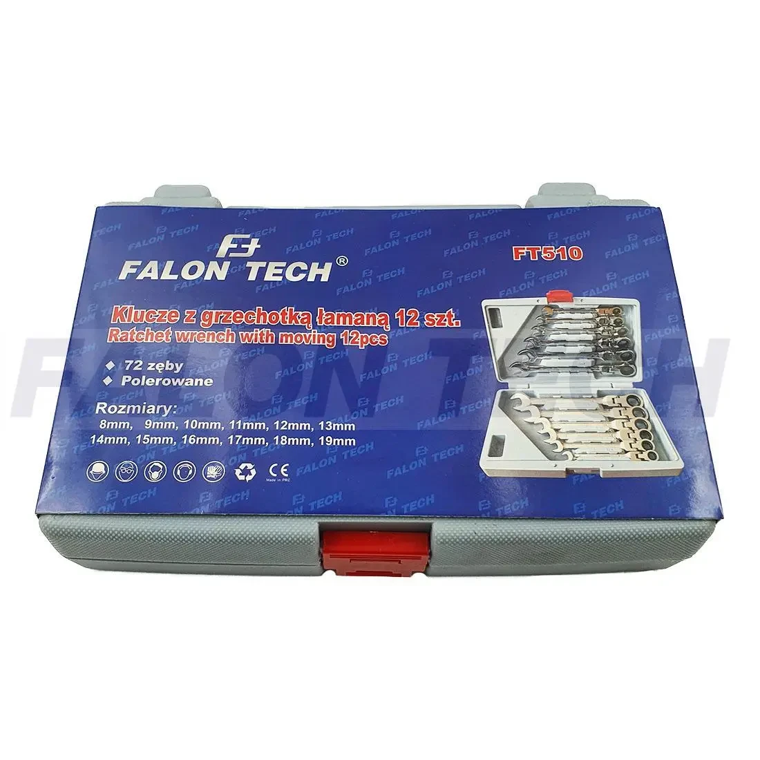 Набір ключів з тріскачкою (12 шт.) 8-19 Falon Tech FT510