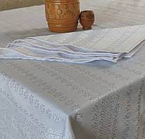 Скатертина традиційна ткана біла по білому "Новорічний сніг"