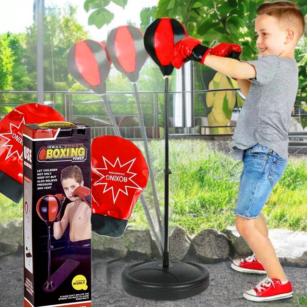 Боксерський набір Punching Ball Set 0754-828A підлогова груша на стійці + боксерські рукавички 115 см, 6+ років