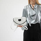 Жіноча сумка гаманець крос-боді на три відділи біла, фото 7