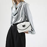 Жіноча сумка гаманець крос-боді на три відділи біла, фото 8