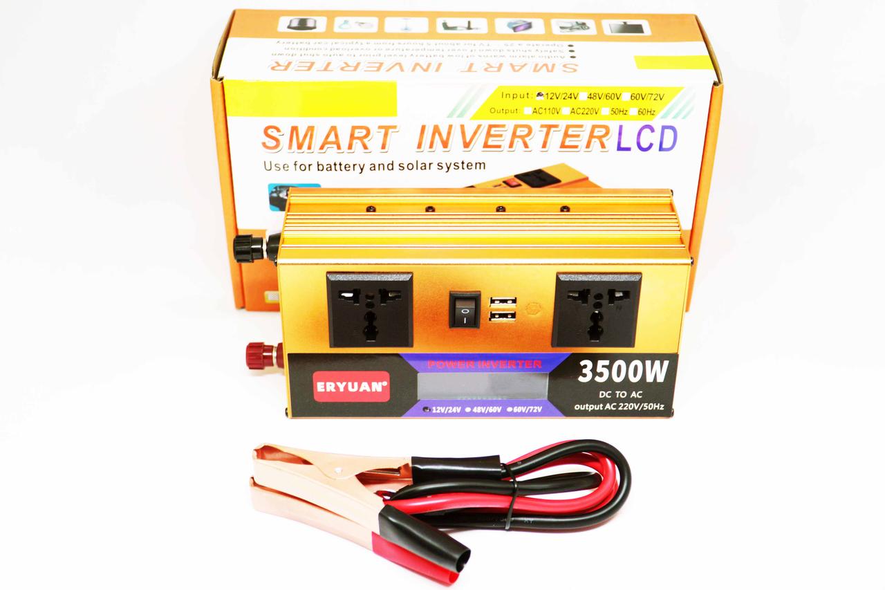 Перетворювач (інвертор) 12 V-220 V 3500 W LCD Gold