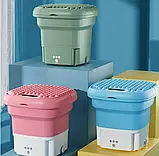 Ультразвукова портативна складана пральна машина 2в1 з відром Mini Folding Washing Machine міністилка, фото 4