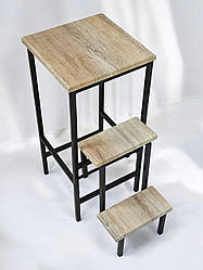 Розкладний стілець драбина лофт чорний/дуб сонома