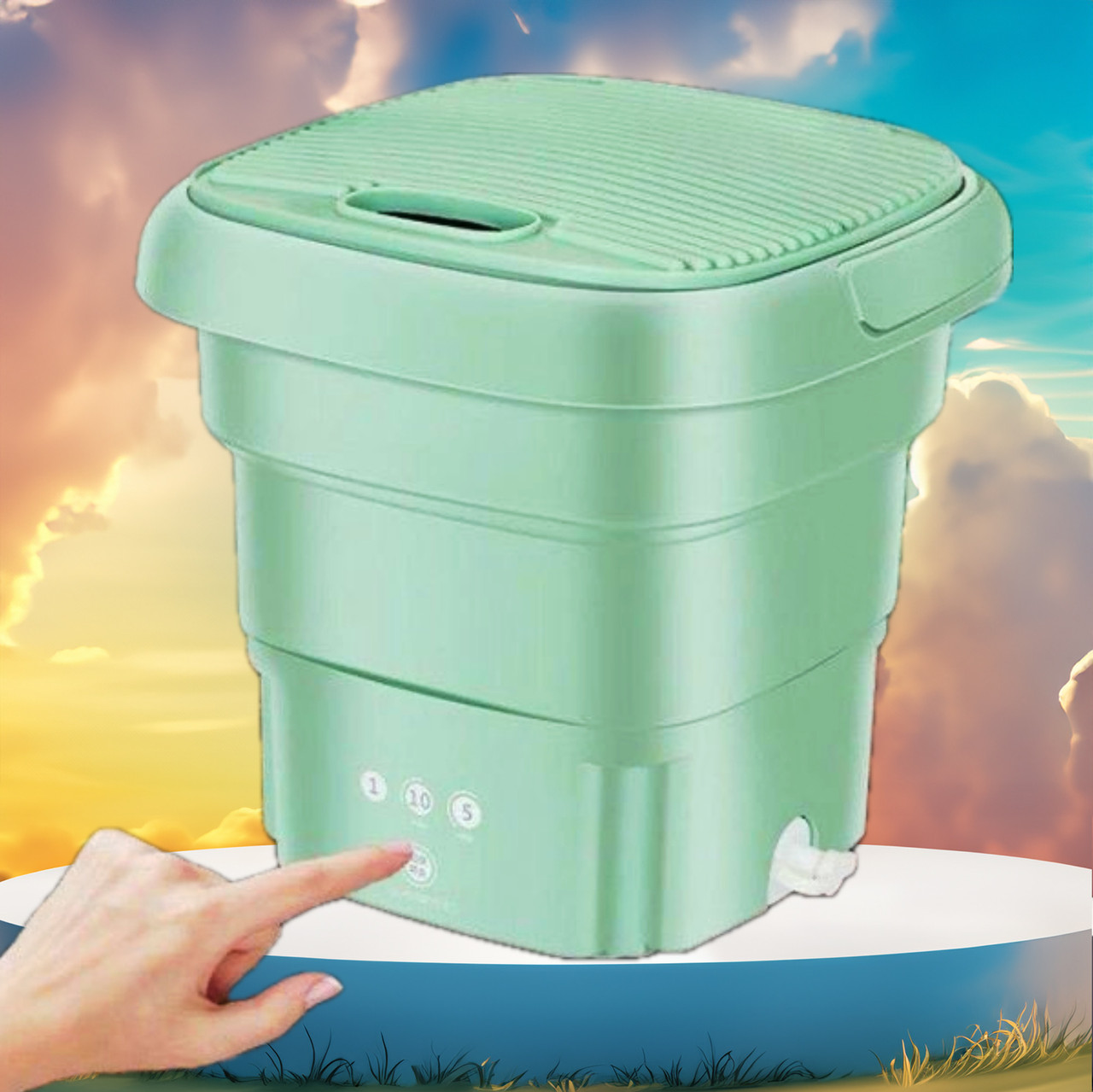 Ультразвукова портативна складана пральна машина 2в1 з відром Mini Folding Washing Machine міністилка