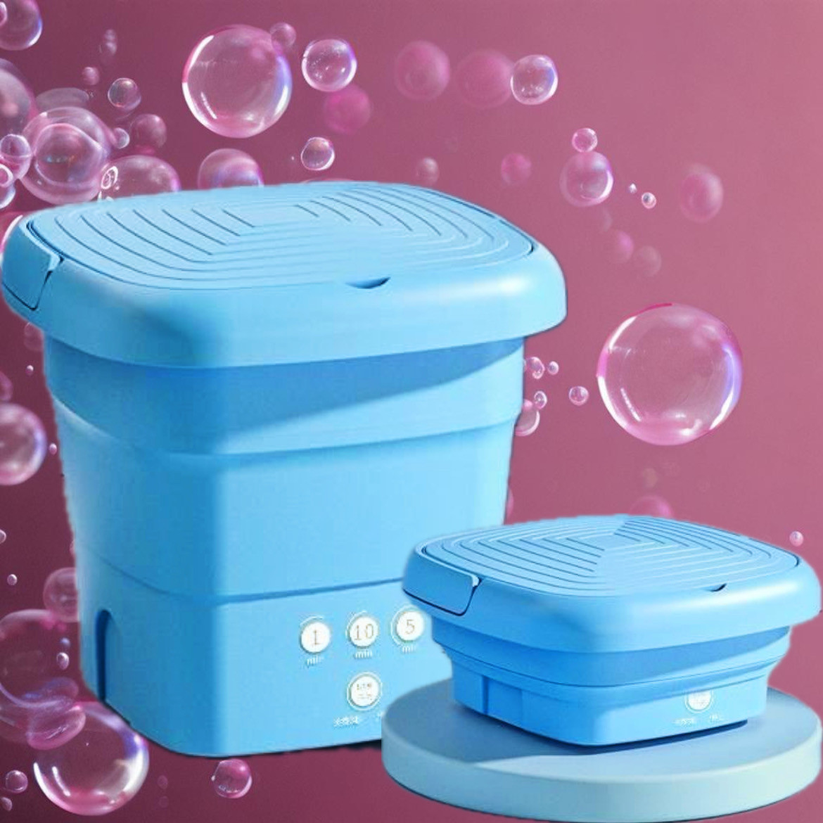 Ультразвукова портативна складана пральна машина 2в1 з відром Mini Folding Washing Machine міністилка