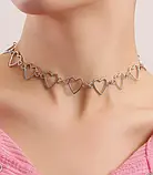 Чокер серце металевий корейський стиль kpop y2k сріблястий колір, фото 3