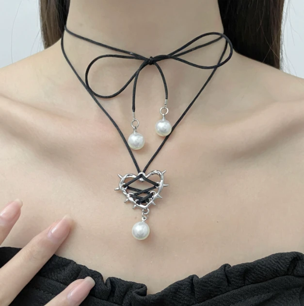 Чокер серце перев'язане на шнурку kpop аніме підліткова біжутерія Fashion Jewerly, фото 1
