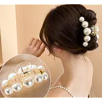 Крабик шпилька жіноча для волосся з перлами великий Fashion Jewelry