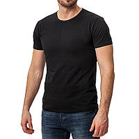 Базова чоловіча чорна футболка без принтів однотонна бавовна