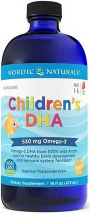 Риб'ячий жир для дітей Nordic Naturals children's DHA 530 mg Omega-3 473 мл полуниця, фото 1