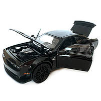 Машинка металева Dodge Challenger SRT Додж чорний звук світло відкр двері багажник капот Автосвіт 1:32, 16*7*5 см (AP-1992), фото 4