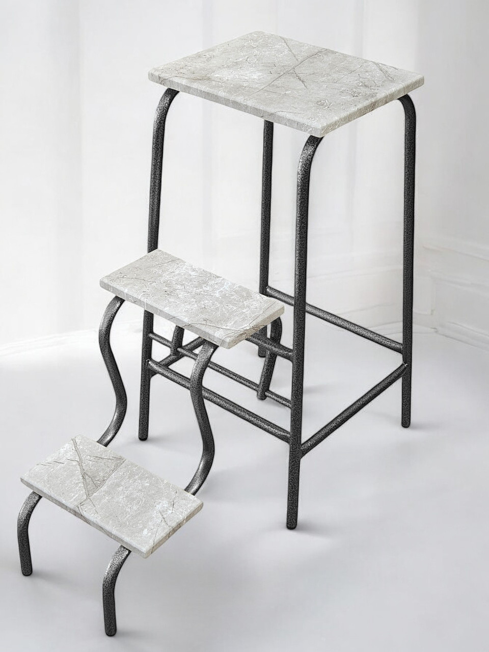 Стілець Драбина d16 мм Мармур світлий/графіт Наша Ковка, фото 1