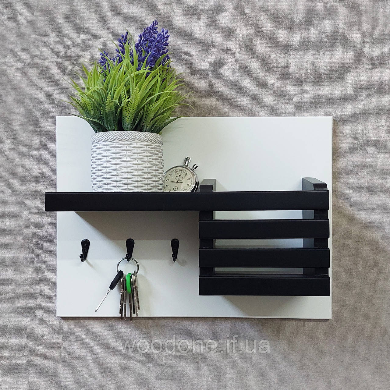 Ключниця з полицею чорного кольору, фото 1
