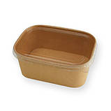 Кришка для крафт посуду (об'єм 750, 1000 мл) прямокутна поліетиленова 50 шт/уп., фото 2