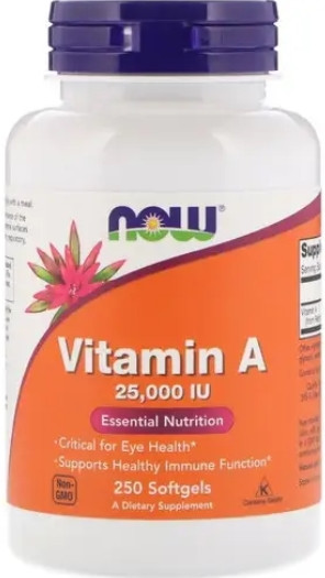 Вітамін А NOW Vitamin A 25,000 250 IU гел капс
