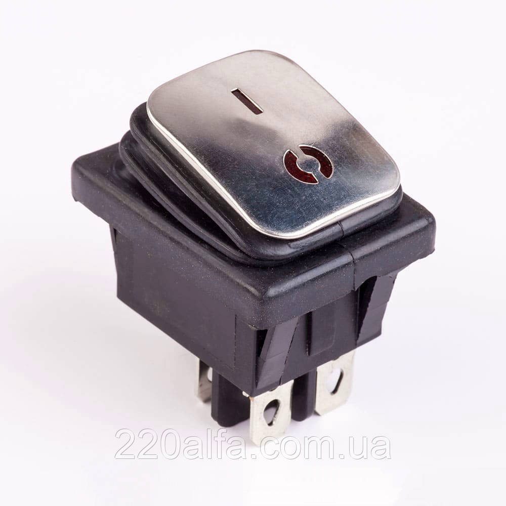 Клавішний перемикач вологозахищений металевий верх КП-2и 220В 30A, фото 1