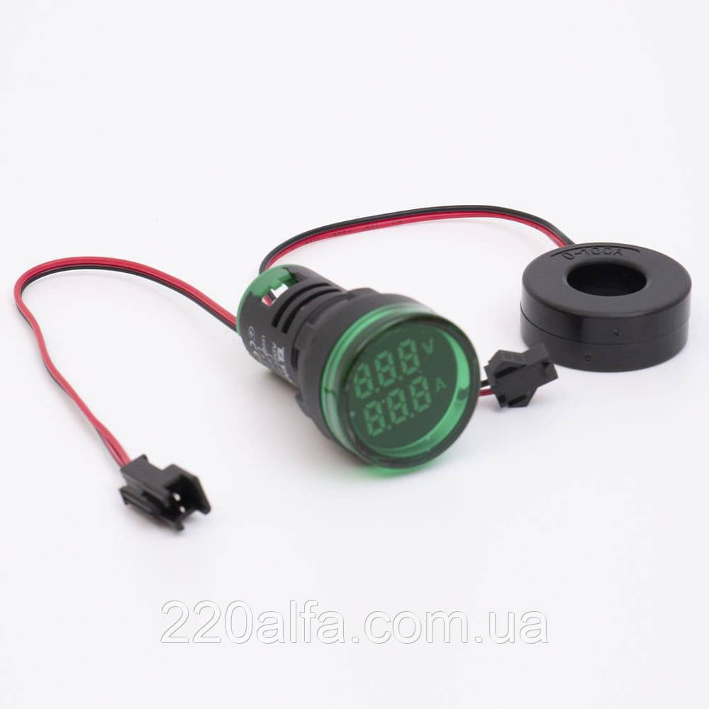 Світлодіодний вольтметр-амперметр AD22-DAVM, фото 1