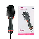 Мультистайлер фен/щітка/гребінець для укладання волосся VGR V416 1000W Чорний SV227, фото 3