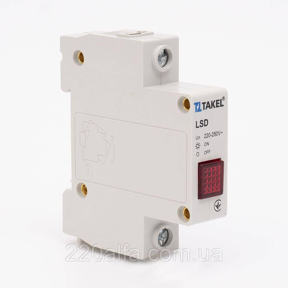 Лампа сигнальна ЛСН на DIN-рейку, червоний TAKEL, фото 1