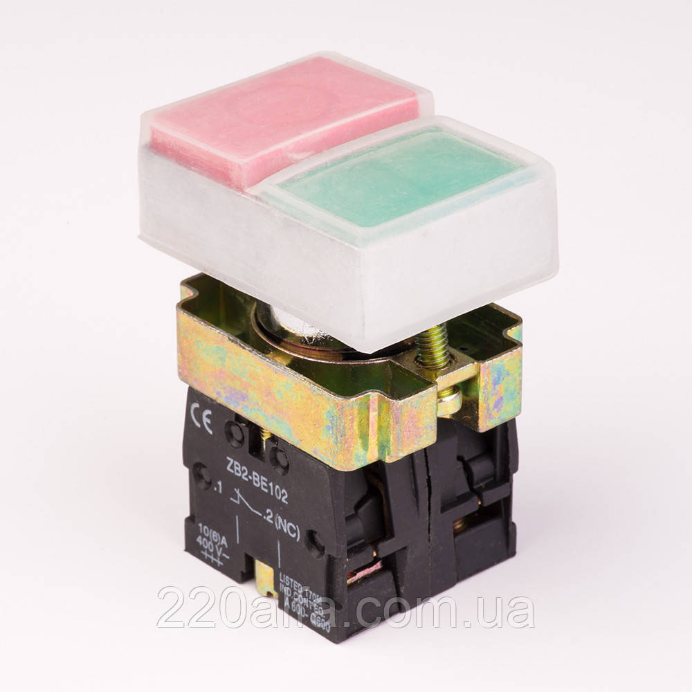 Кнопка управління XB2-BL9425 подвійна старт-стоп з силіконовою накладкою, фото 1