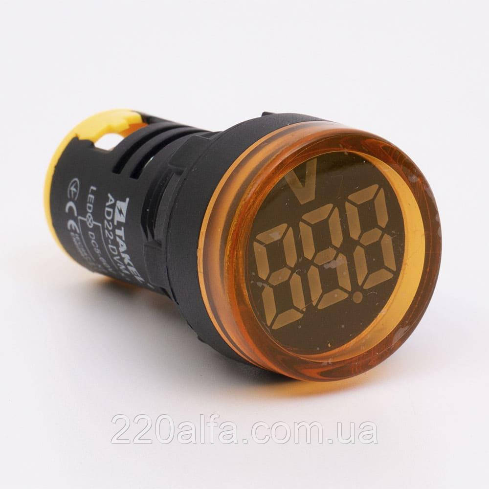 Світлодіодний вольтметр AD22-DVM DC 5-60В, жовтий TAKEL, фото 1