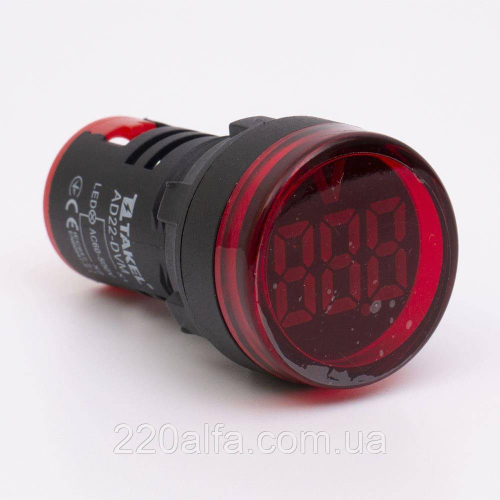 Світлодіодний вольтметр AD22-DVM АC 60-500В, червоний TAKEL, фото 1
