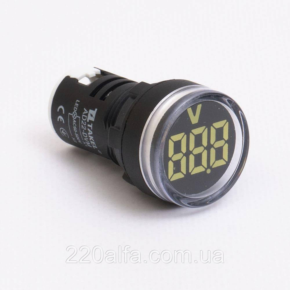 Світлодіодний вольтметр AD22-DVM АC 60-500В, білий TAKEL, фото 1