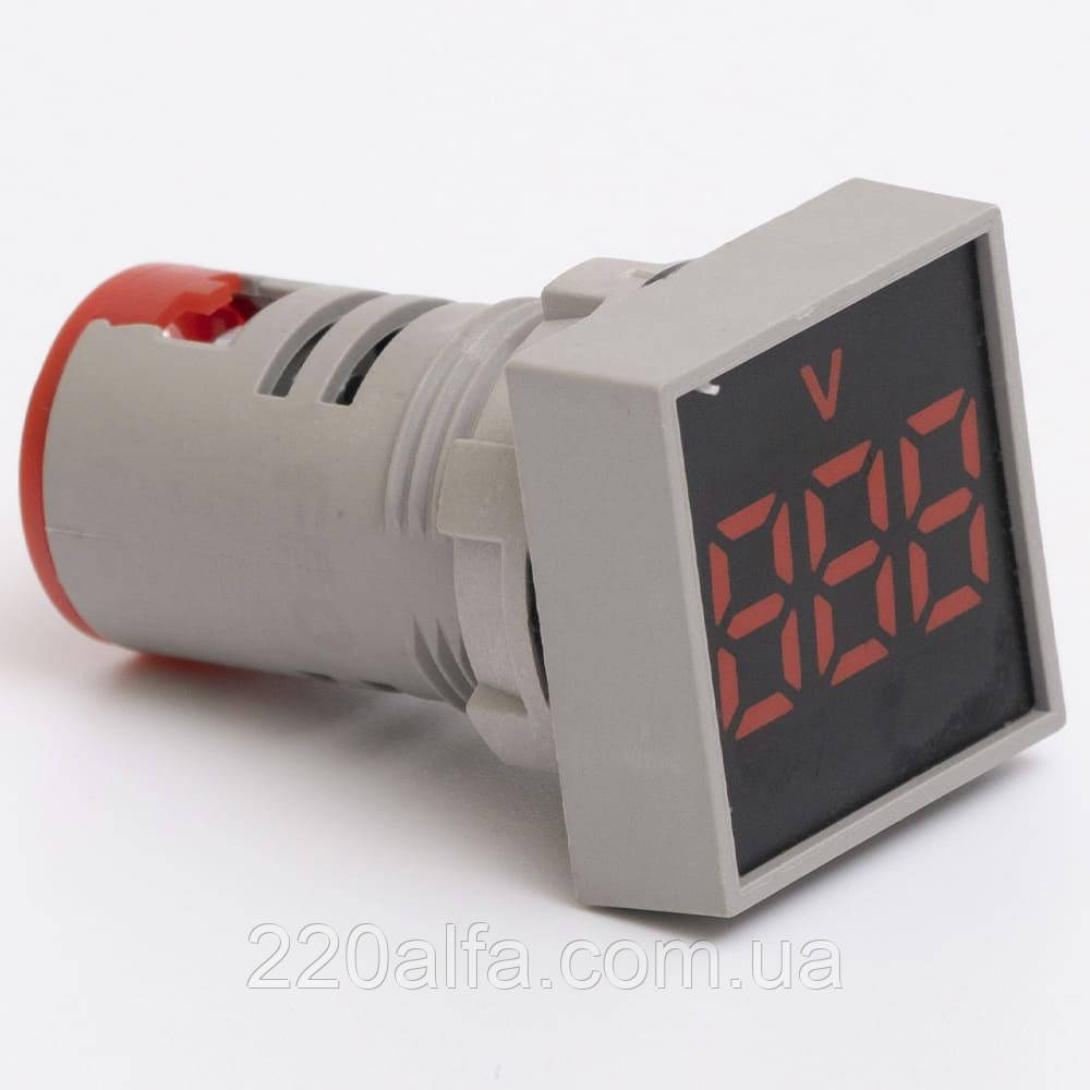 Світлодіодний вольтметр ED22-FVD АC 60-500В, квадрат, червоний TAKEL, фото 1