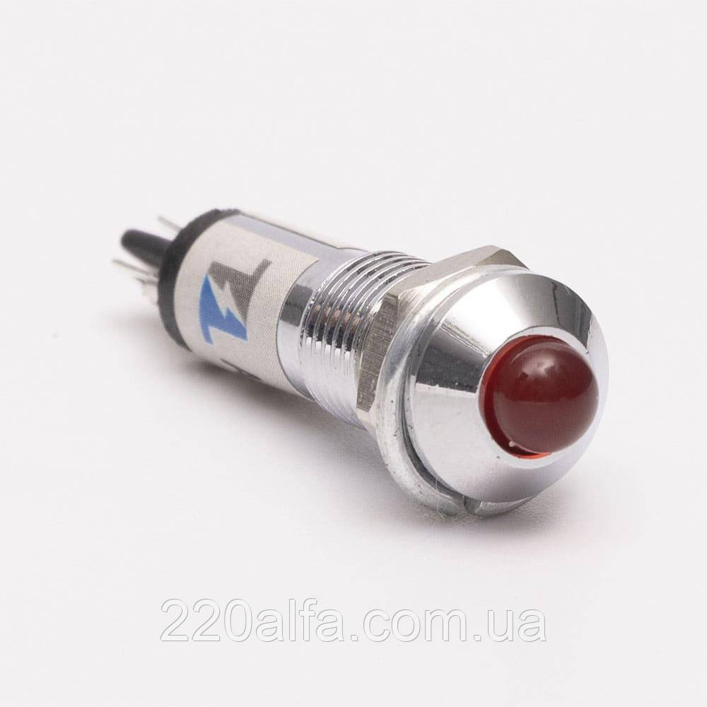 Світлодіодний індикатор металевий AD22B-8 220v AС, червоний, фото 1