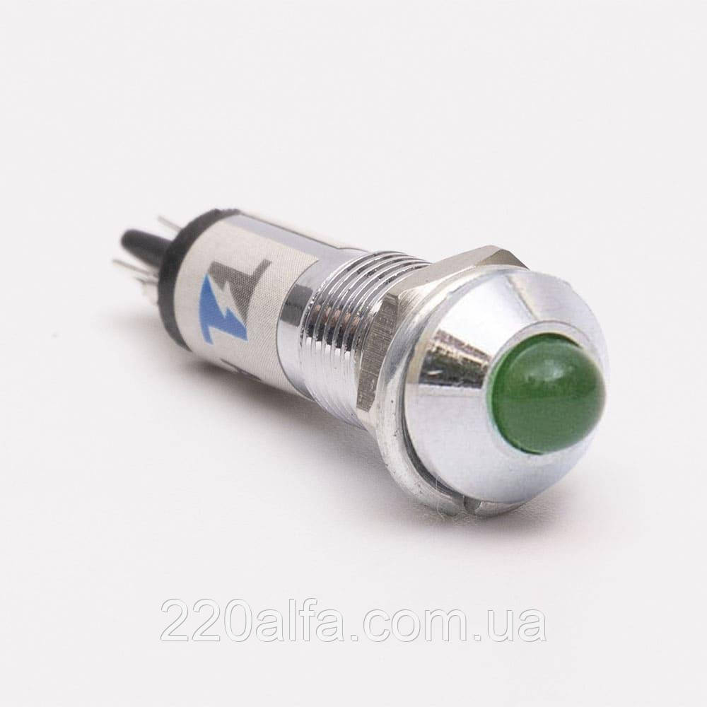 Світлодіодний індикатор металевий AD22B-8 220v AС, зелений, фото 1