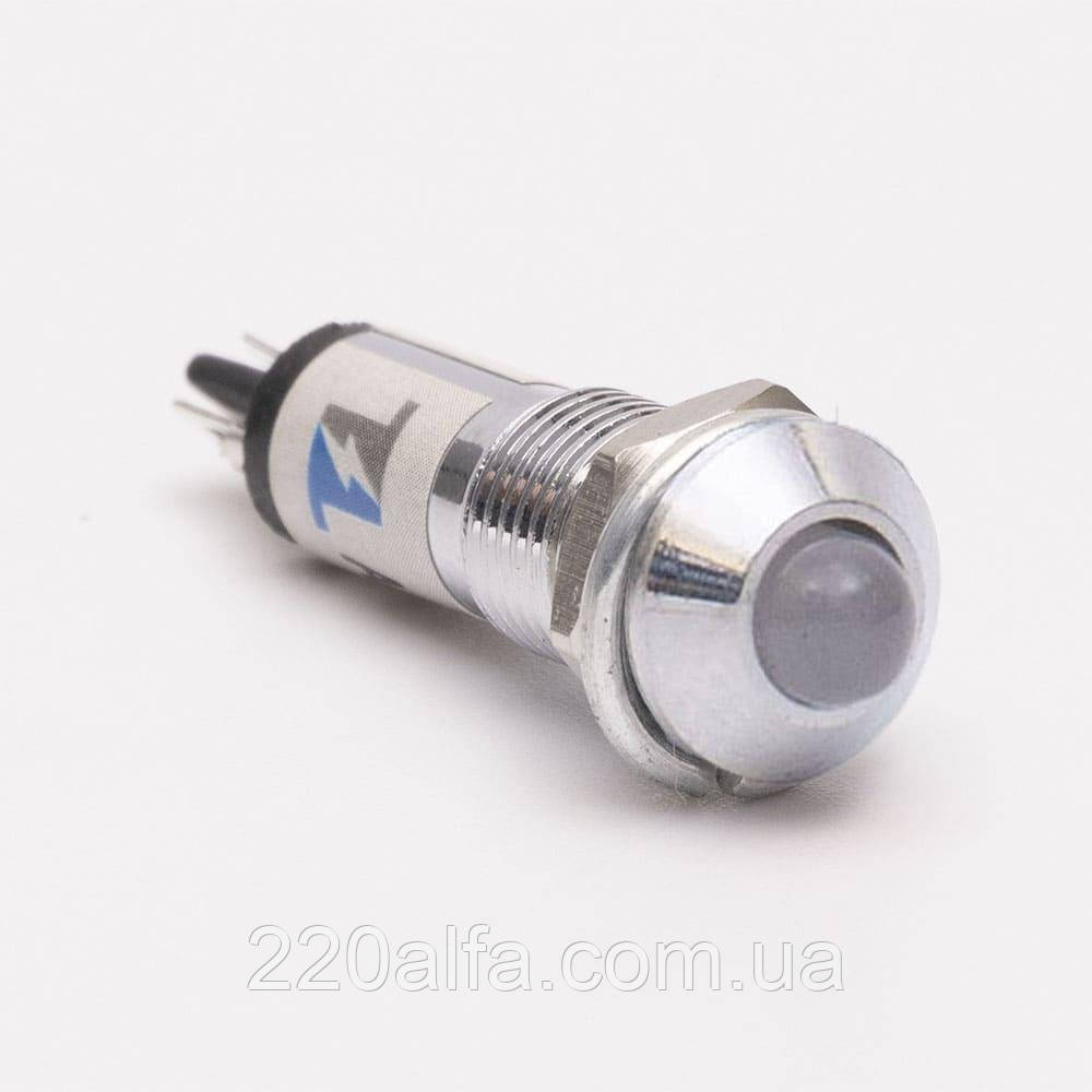 Світлодіодний індикатор металевий AD22B-8 220v AС, білий, фото 1