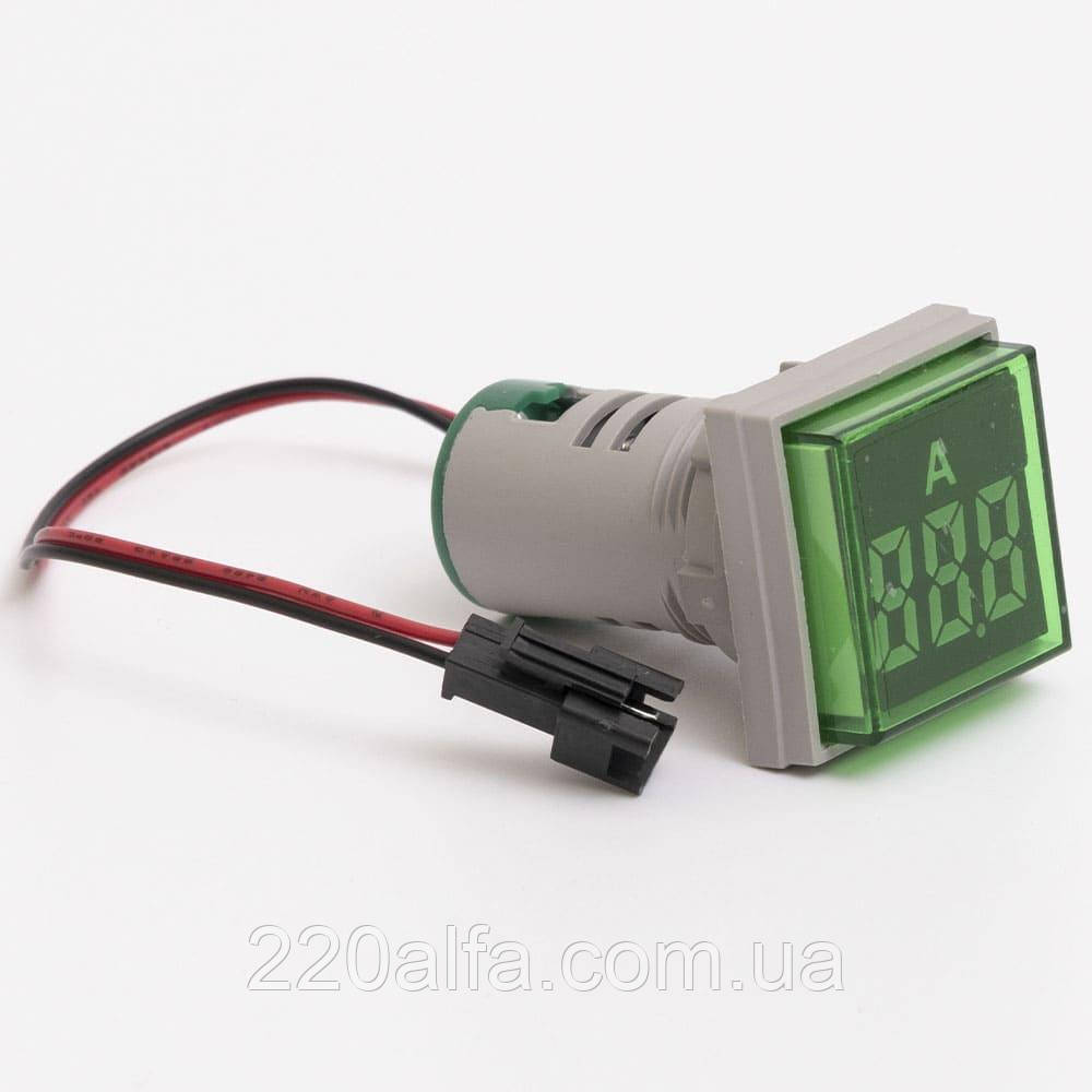 Світлодіодний амперметр AD22-FDAM 0-100A, квадрат, зелений TAKEL, фото 1