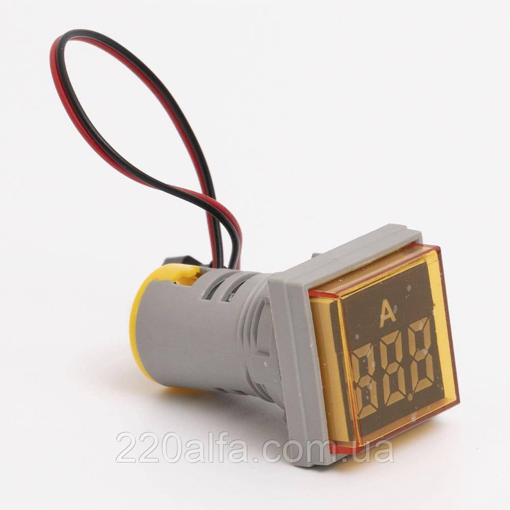 Світлодіодний амперметр AD22-FDAM 0-100A, квадрат, жовтий TAKEL, фото 1