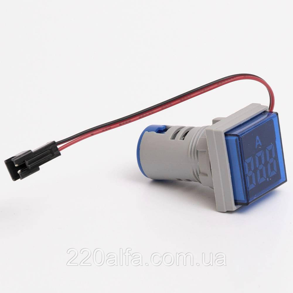 Світлодіодний амперметр AD22-FDAM 0-100A, квадрат, блакитний TAKEL, фото 1