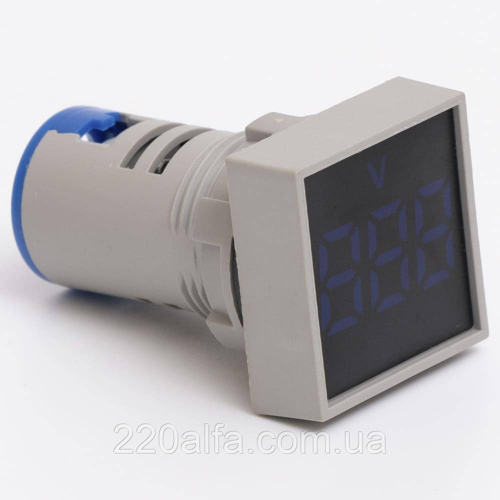 Світлодіодний вольтметр ED22-FVD АC 60-500В, квадрат, блакитний TAKEL, фото 1