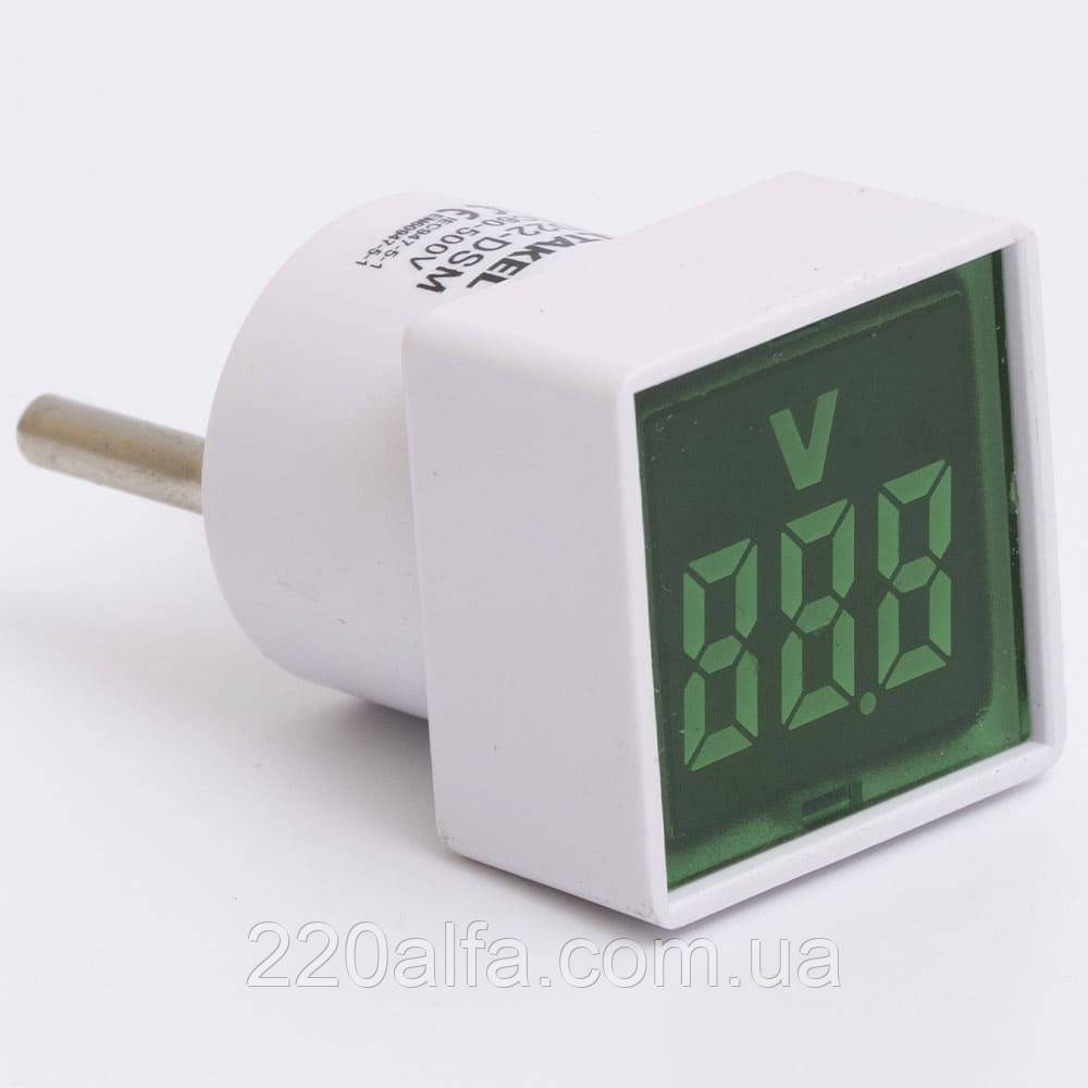 Світлодіодний вольтметр в розетку AD22-DSM АC 60-500В, зелений TAKEL, фото 1