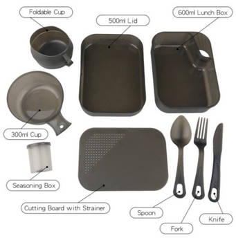 Набір посуду для кемпінгу 9 в 1