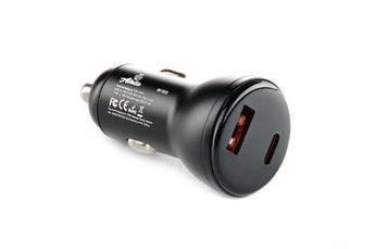 Автомобільний зарядний пристрій USB/Tipe-C (12/24V - 5V 3A) чорний 12 Atelie